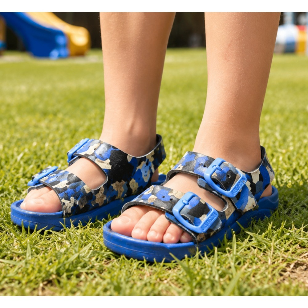 BIRKENSTOCK Mogami Birko-Flor Kid's Blue Camo Slingback Sandals Size US 9-9.5
